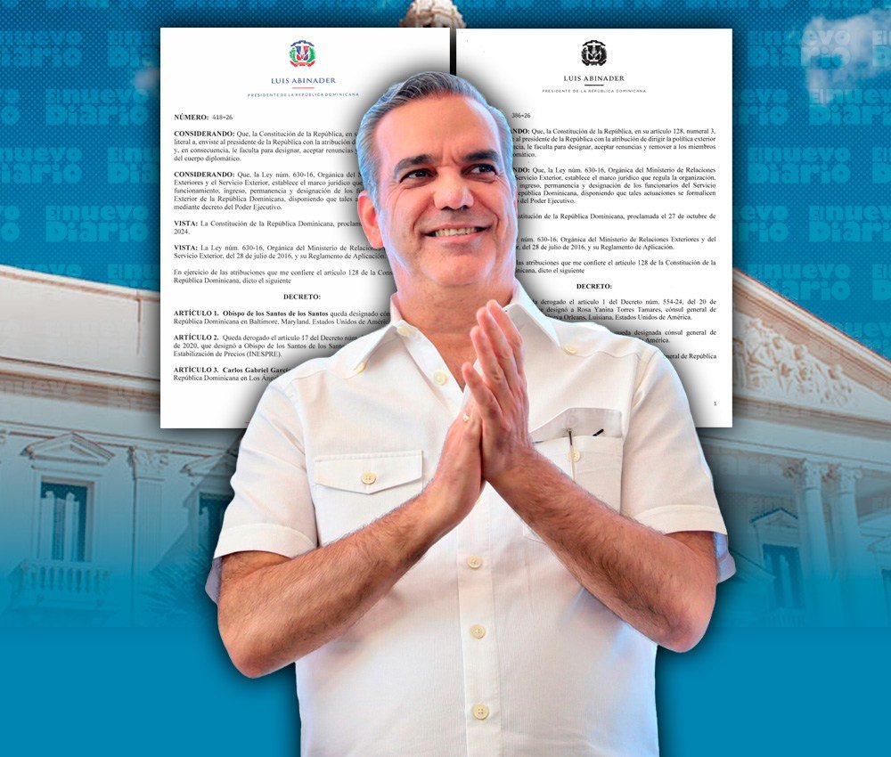 Abinader designa nuevos cónsules en EE. UU. y Argentina y suma un nombramiento interno en el MIREX