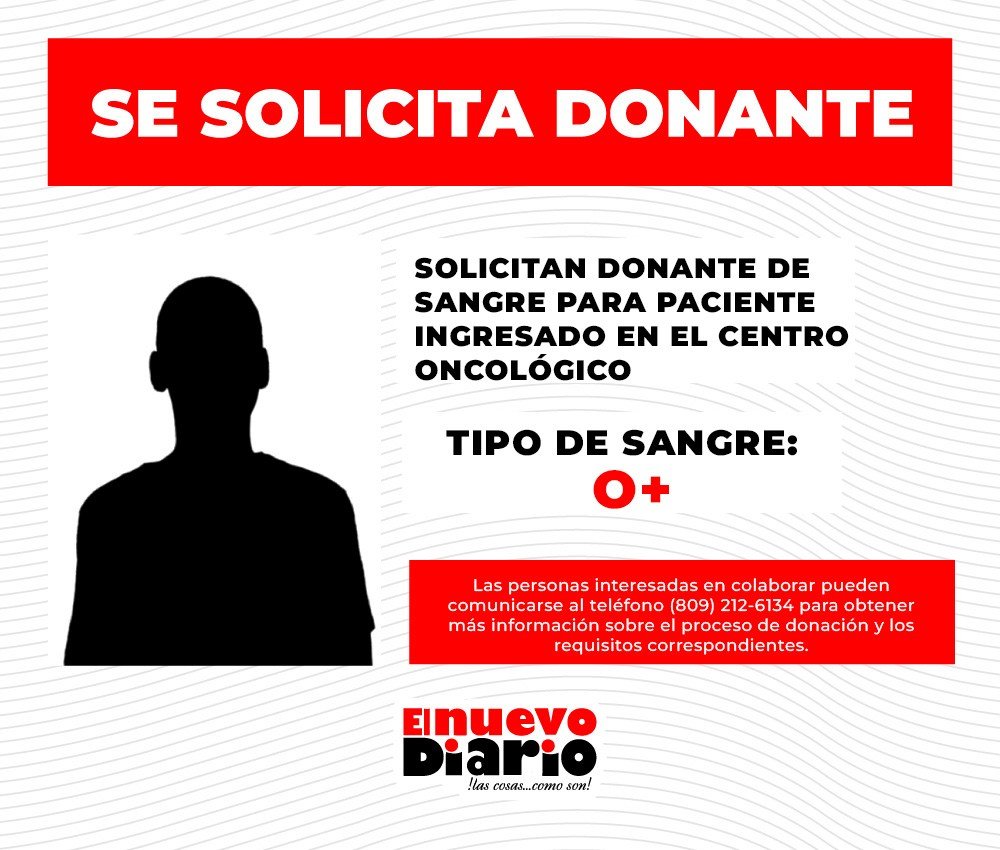 Piden sangre O+ para paciente internado en el Instituto de Oncología Dr. Heriberto Pieter