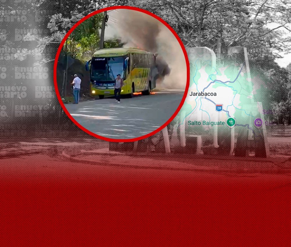 Incendio de un autobús de Caribe Tours en la vía Jarabacoa-La Vega deja sin heridos y sin causas confirmadas